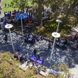 Tabling event on campus from an arial view